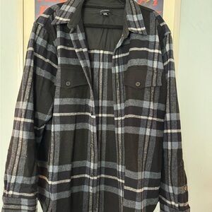 Club Monaco Black and Gray Plaid Flannel Jacket